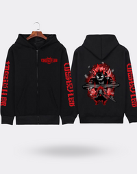 My Hero Academia Eijiro Zip Sweatshirt with Back and Arm Print, Black and Red