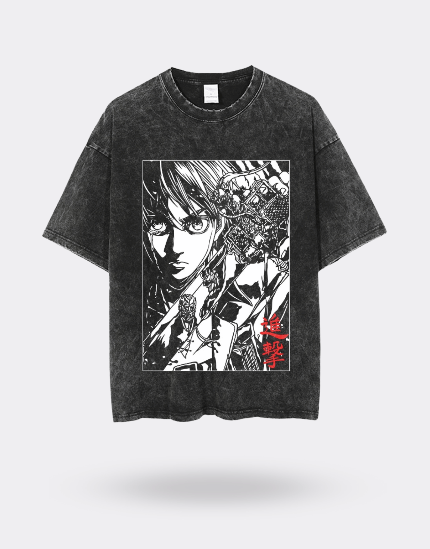 Attack on Titan Washed &amp; Vintage Printed Thick T-shirt