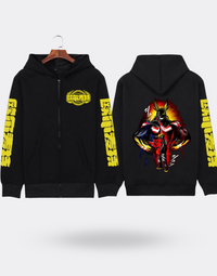 My Hero Academia All Might Zip Sweatshirt with Back and Arm Print, Black and Yellow