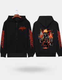 My Hero Academia Katsuki Zip Sweatshirt with Back and Arm Print, Black and Orange