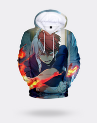 My Hero Academia Shoto Flaming Arm Blue and Orange Sweatshirt