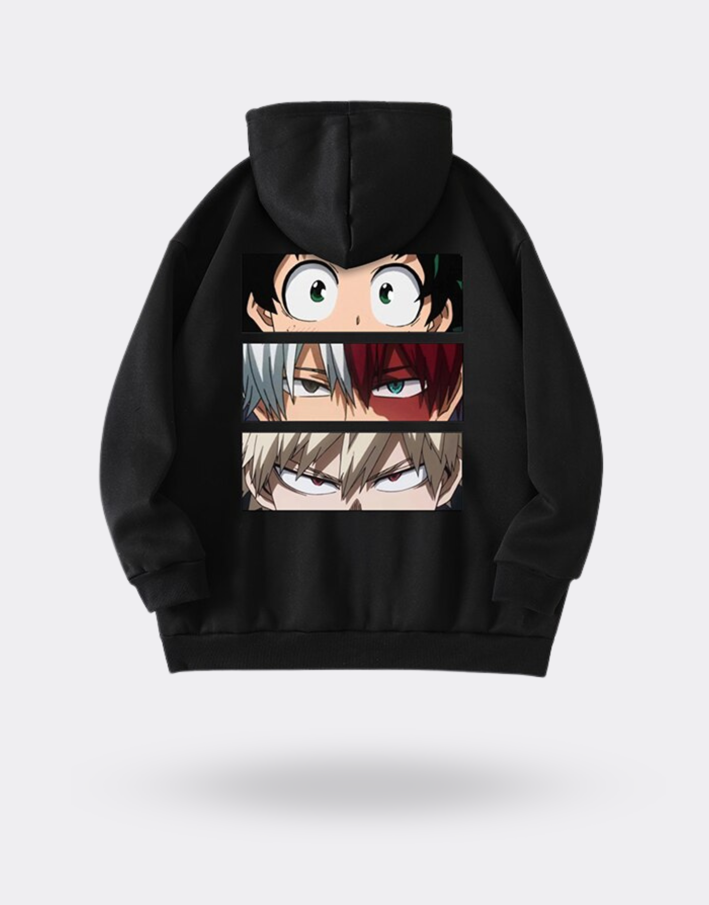 My Hero Academia Izuku x Shoto x Katsuki Black Back Print Zip Sweatshirt