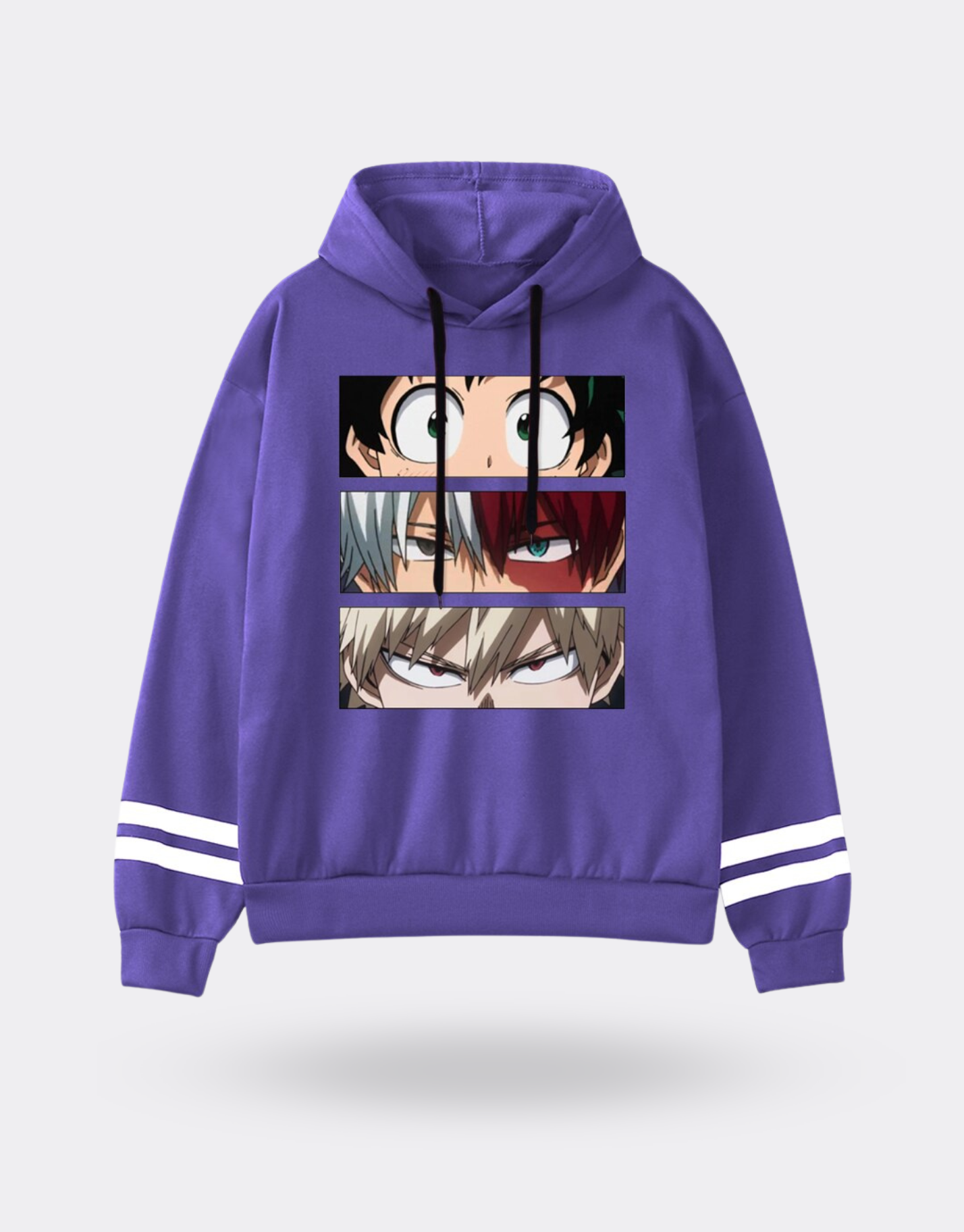 Sweat My Hero Academia bandes Izuku x Shoto x Katsuki motifs manches violet