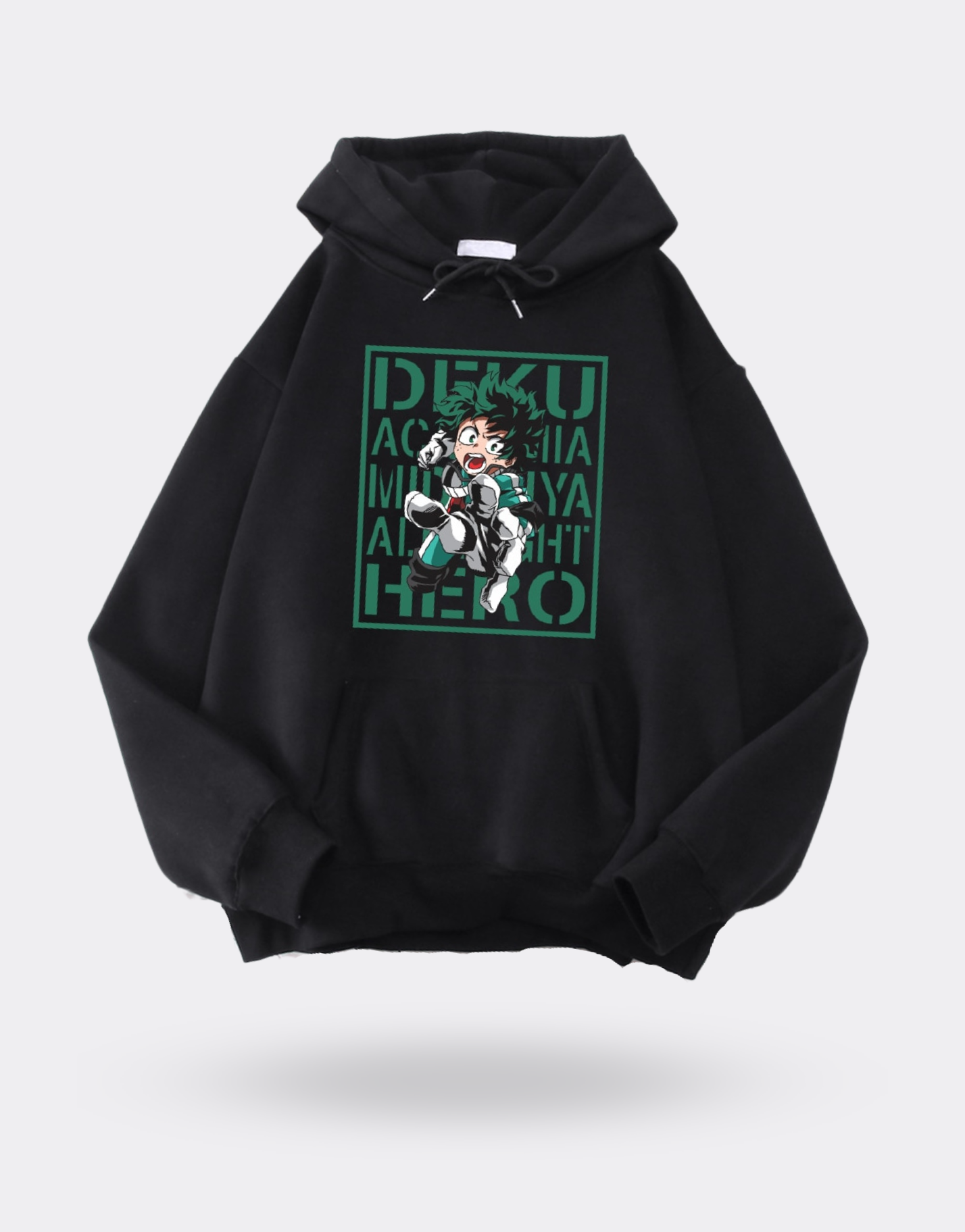 Sweat My Hero Academia Izuku carré noir et vert