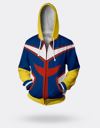 My Hero Academia All Might Yellow Blue and Red Zip Sweatshirt