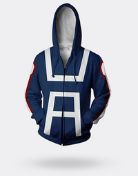 My Hero Academia Shoto Blue White and Red Zip Sweatshirt