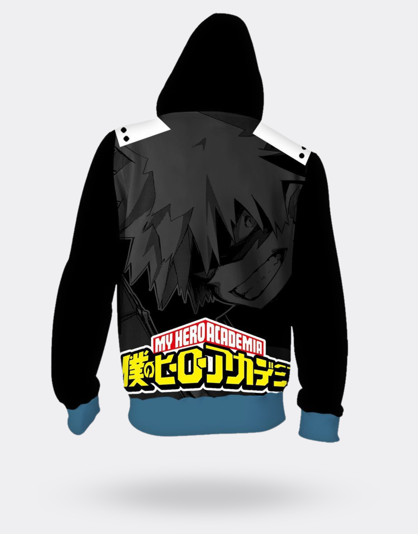 My Hero Academia Katsuki Zip Sweatshirt Back Print Black Red and Blue