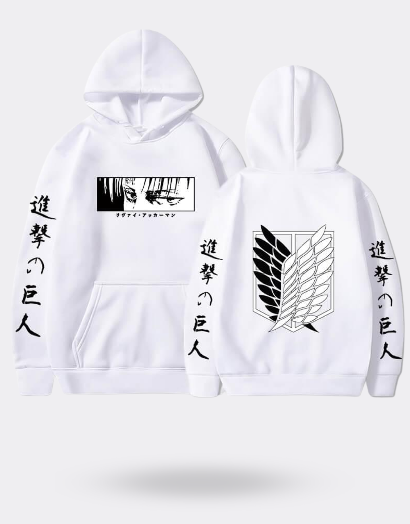 Attack on Titan Levi Chinese writing sweatshirt on white sleeves