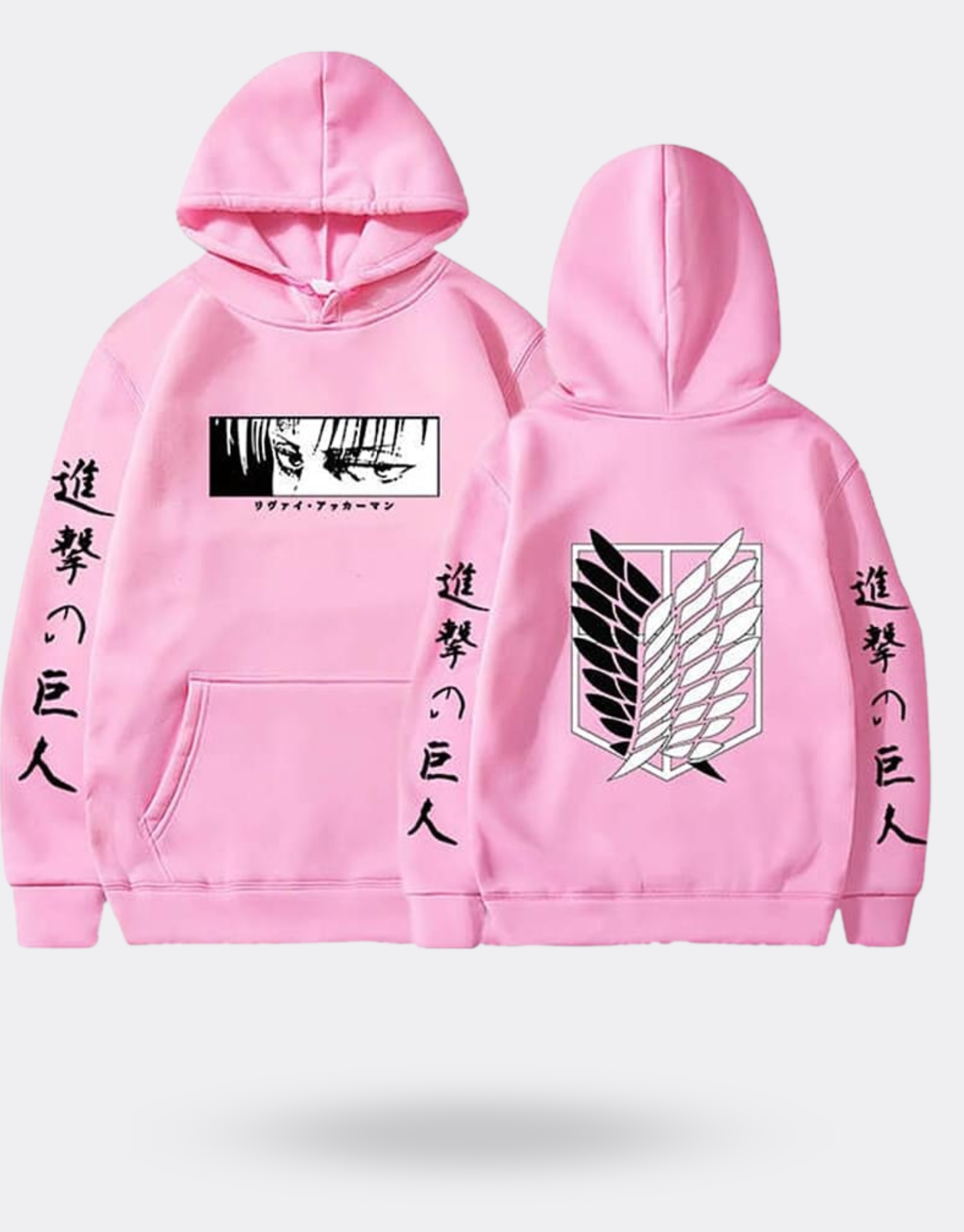 Attack on Titan Levi Chinese writing sweatshirt with pink sleeves