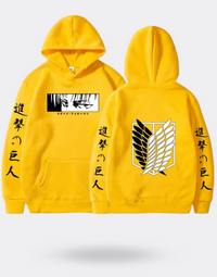 Attack on Titan Levi Chinese writing sweatshirt with yellow sleeves