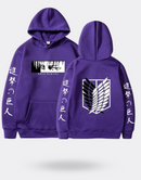 Attack on Titan Levi Chinese writing sweatshirt with purple sleeves