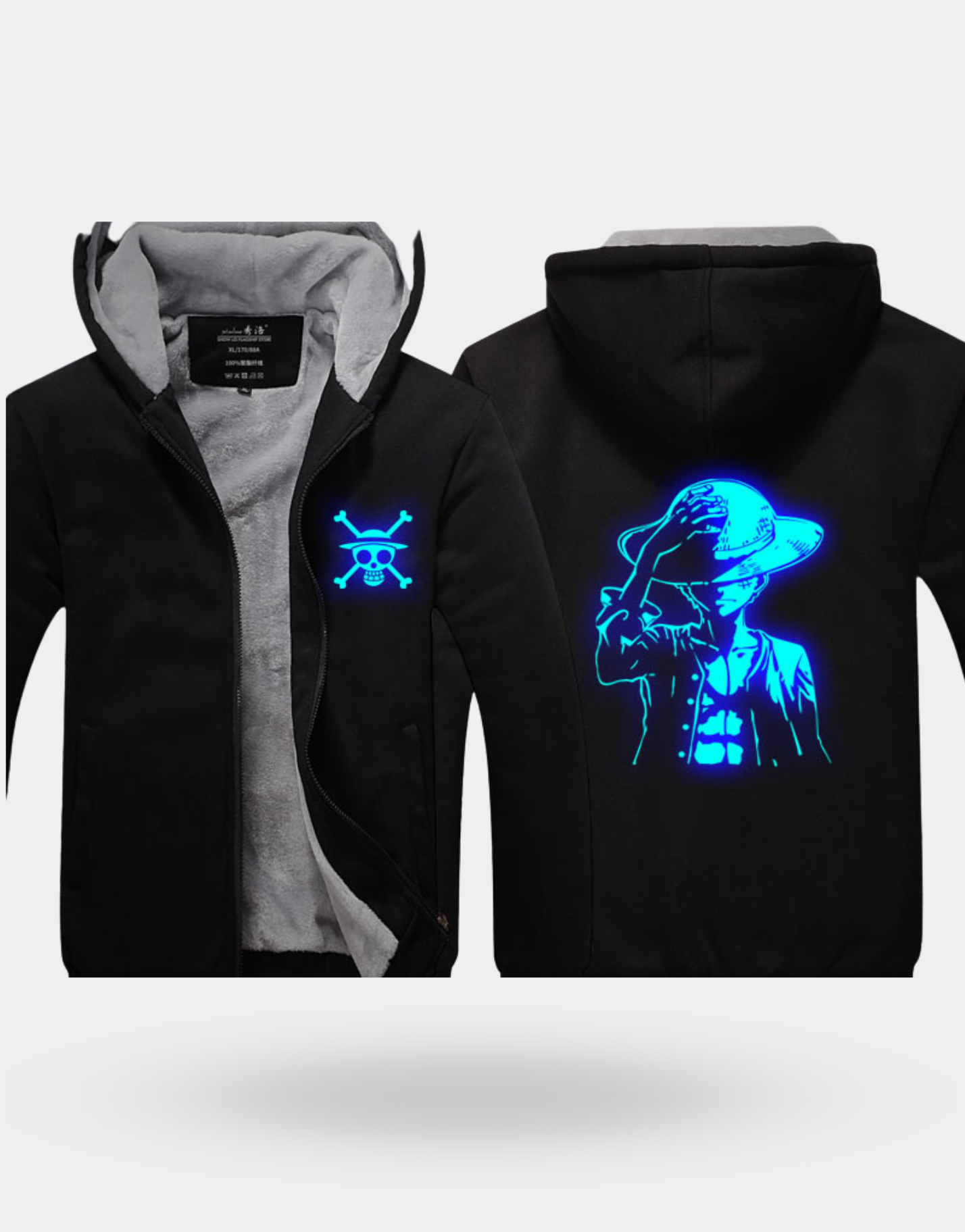 Luffy Blue Luminous Zip Sweatshirt in the Night