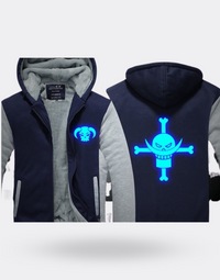 Blue Luminous One Piece Zip Sweatshirt in the Night Whitebeard Blue and Gray