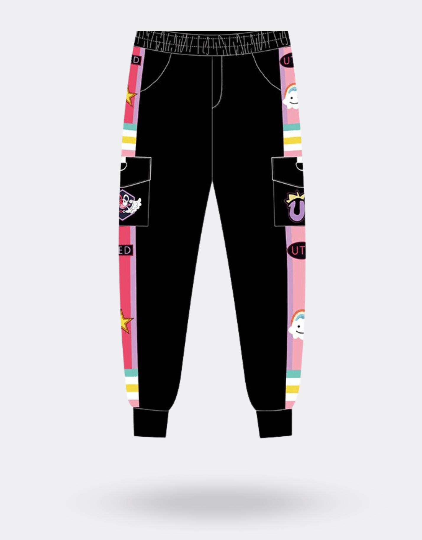 Black and Multicolor One Piece Jogging Pants