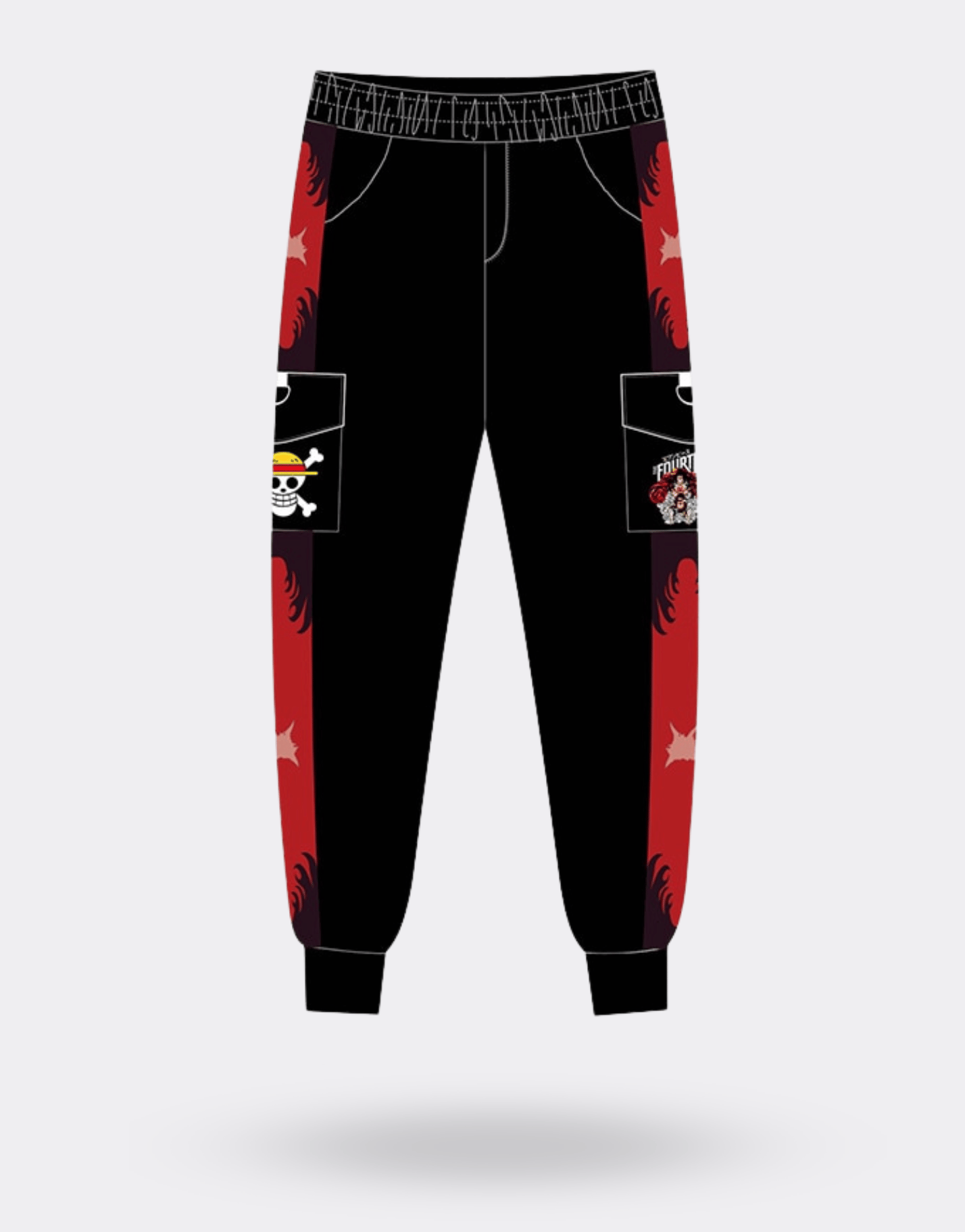 One Piece Pirate King Black and Red Jogging Pants