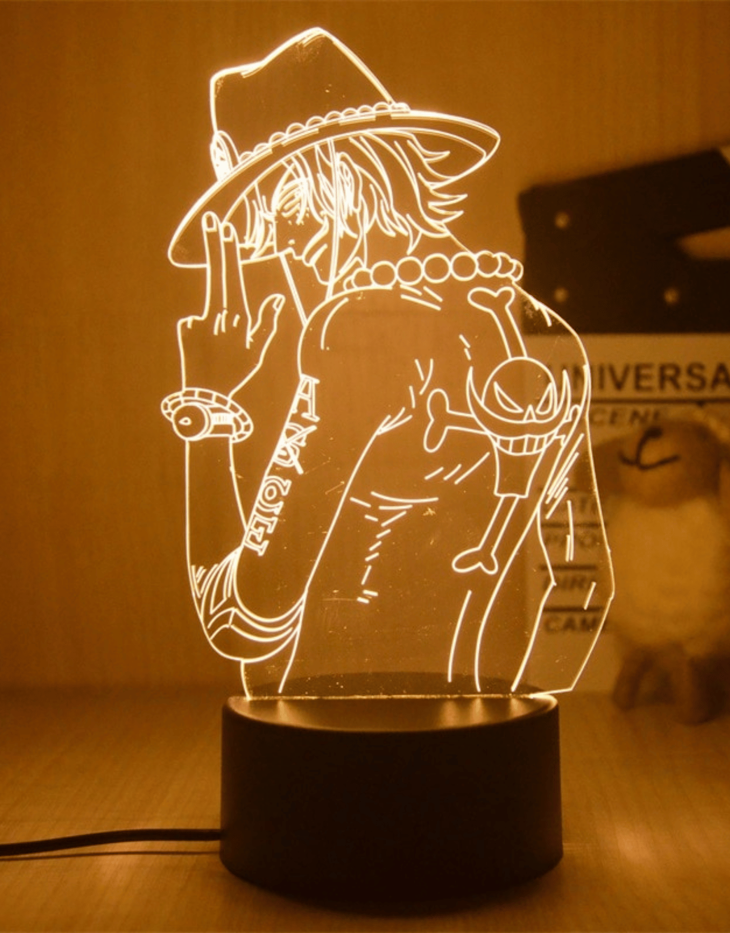 Lampe 3D One Piece Logo Drapeau Pirate (18cm) - Vultech