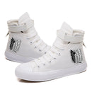 Attack on Titan black and white logo white high top sneakers