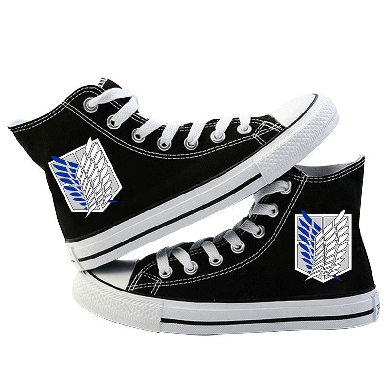 Black Attack on Titan Blue and White Sneakers