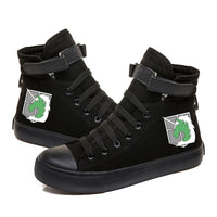 Black high top sneakers Attack on Titan special brigade logo