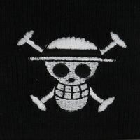 Black Beanie White Pirate Logo Embroidered