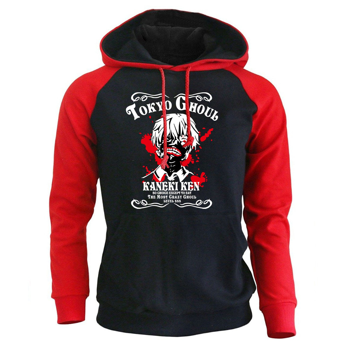 Sweat manga rouge et noir ken kaneki masque