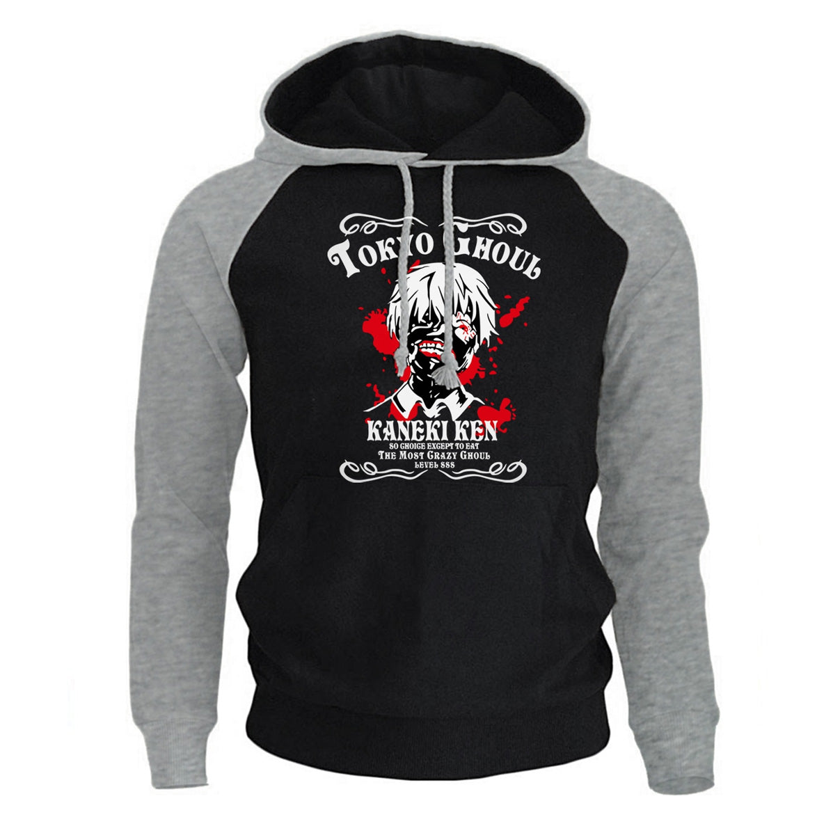 Sweat manga gris et noir ken kaneki masque