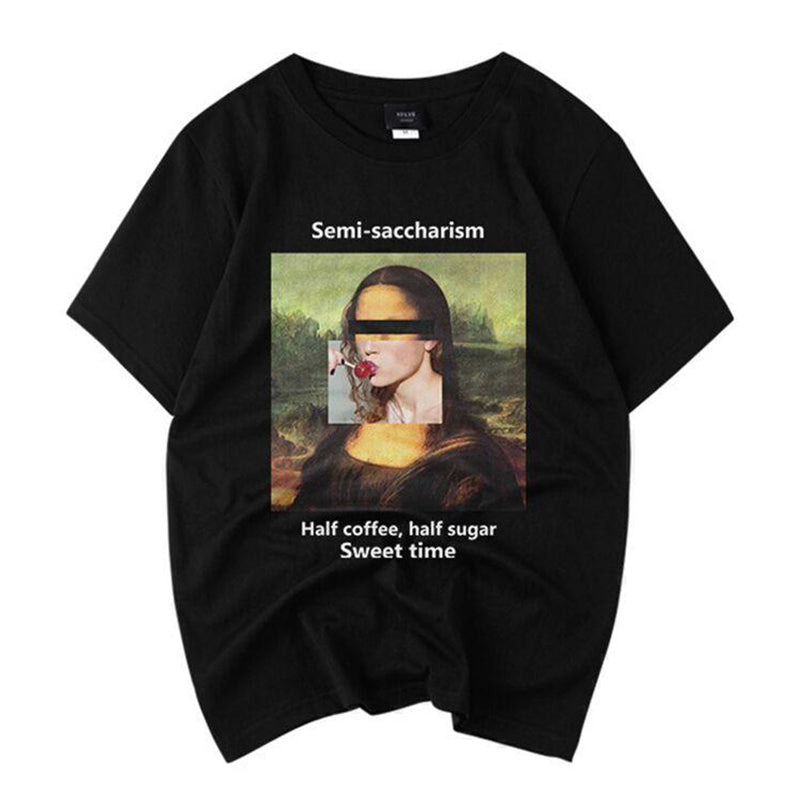 T-shirt Mona Lisa sucette Streetwear noir