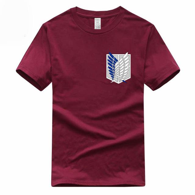 T-shirt manga lie de vin logo attaque des titans