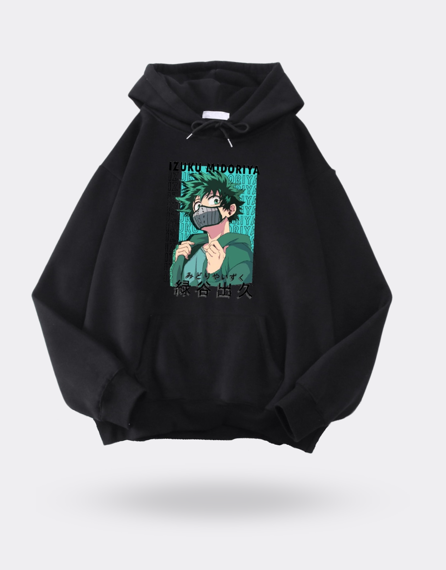 My Hero Academia Izuku Midoriya mask black and green sweatshirt