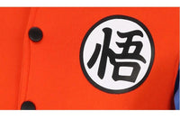 Veste teddy orange et bleu dragon ball z logo avant kanji go