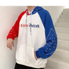 Pull Streetwear à capuche bleu blanc rouge