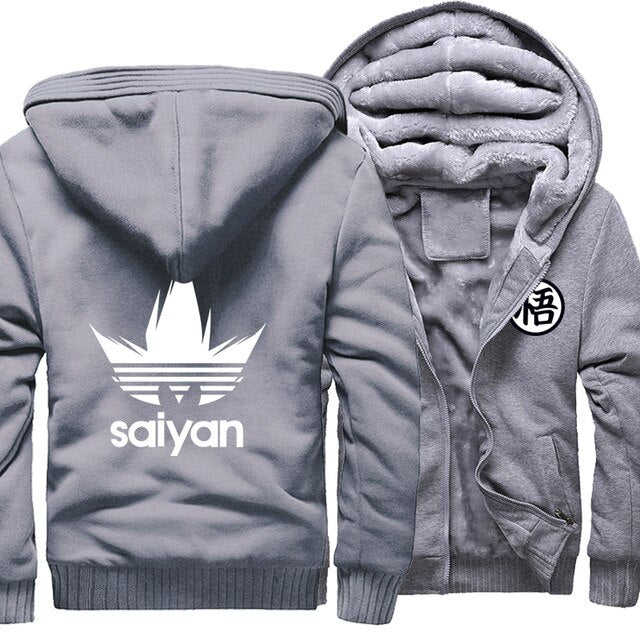 Veste polaire gris souris logo dragon ball saiyan