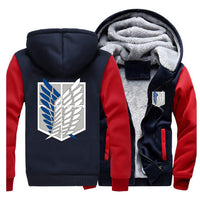 Veste polaire manga rouge et navy attaque des titans