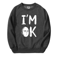 Pull manga gris foncé saitama i'm ok