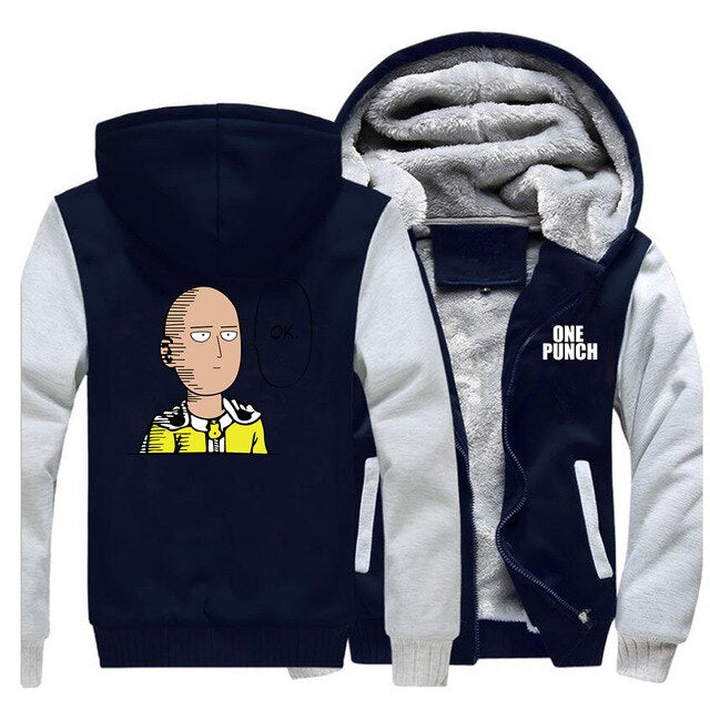 ONE PUNCH MAN SAITAMA OK FLEECE MANGA JACKET 