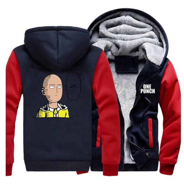 ONE PUNCH MAN SAITAMA OK FLEECE MANGA JACKET 