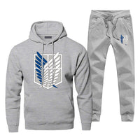 Jogging manga gris logo attaque des titans