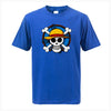 T-shirt bleu Luffy tête de mort
