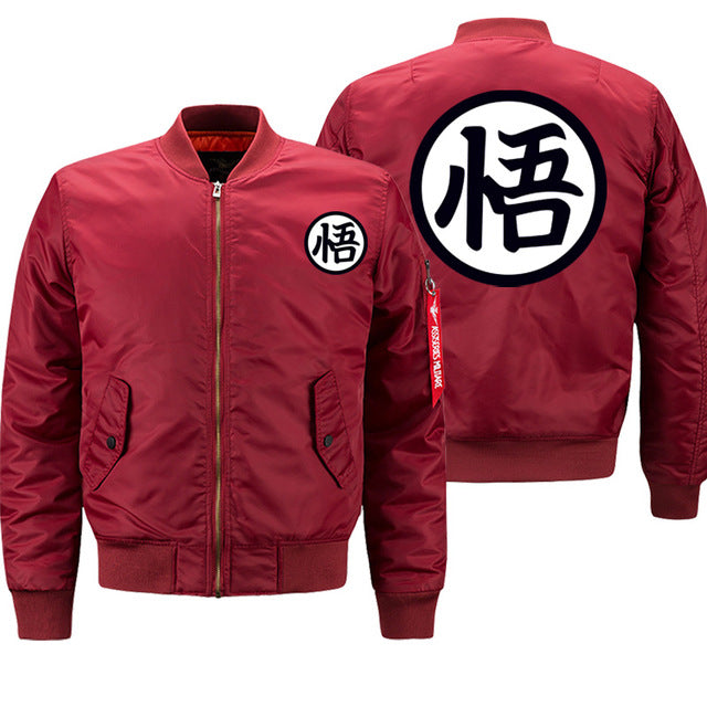 Red manga bomber jacket Kanji go