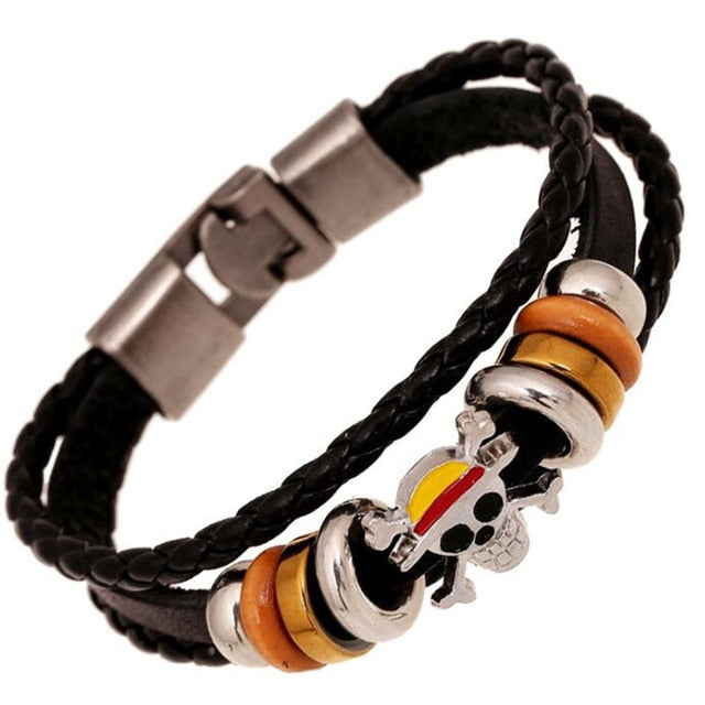 One piece skull leather bracelet