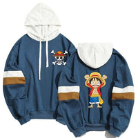 Pull manga bleu tête de mort one piece