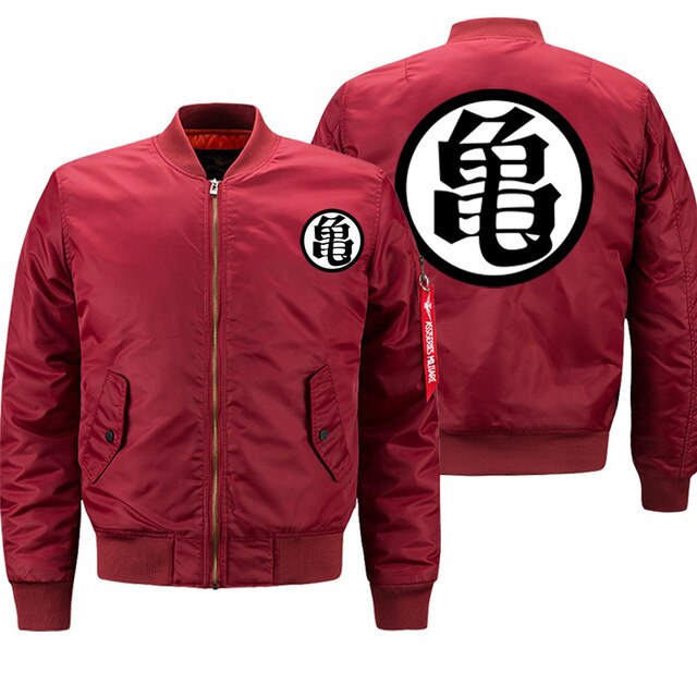 Red manga bomber jacket Kanji Kame