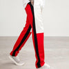 Pantalon Jogging blanc rouge vue de profil