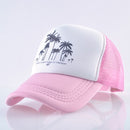 Casquette américaine palmier rose vue de profil