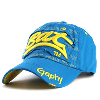 Casquette homme pas cher bleu jaune vue de profil