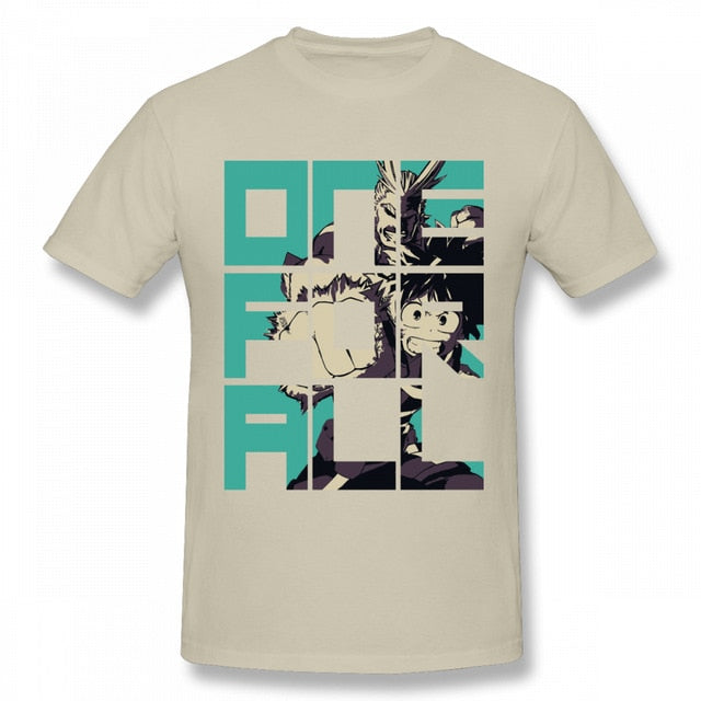 T-shirt manga beige deku et all might my hero academia