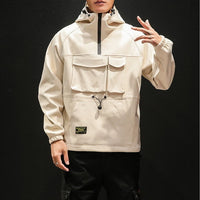 Veste cargo Streetwear beige vue de face