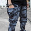 Pantalon Streetwear cargo camouflage bleu poche avant