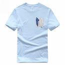 T-shirt manga bleu azur logo attaque des titans