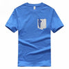 T-shirt manga bleu logo attaque des titans